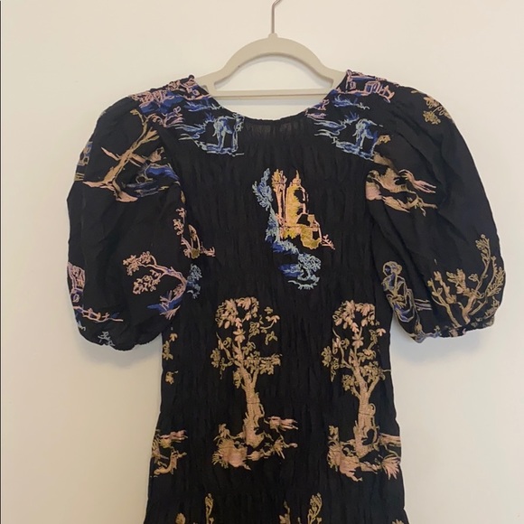 NWT Zara Elastic Trim Embroidered Dress S - Picture 7 of 9